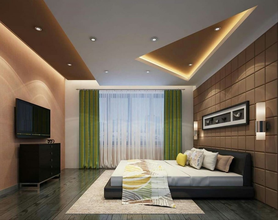 Потолок из гипсокартона в комнате