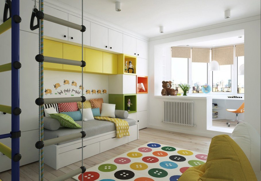 Икеа дизайнер детской комнаты с балконом