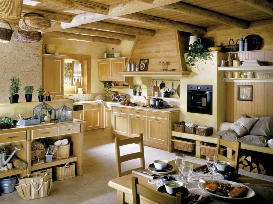 Деревенский стиль кухни Кантри Прованс