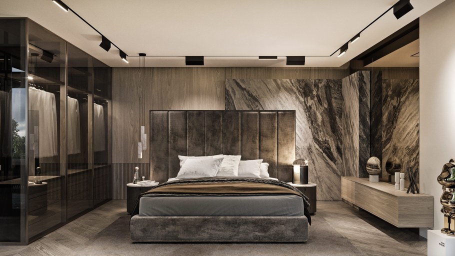 Мраморные обои в комнате