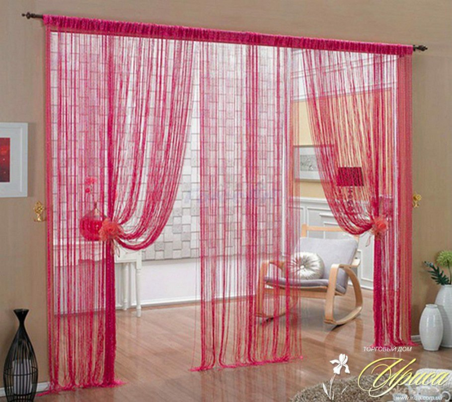 Нитяные шторы на кухню