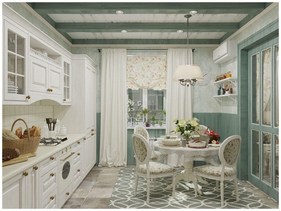 Кухня Кантри Прованс Неоклассика голубая