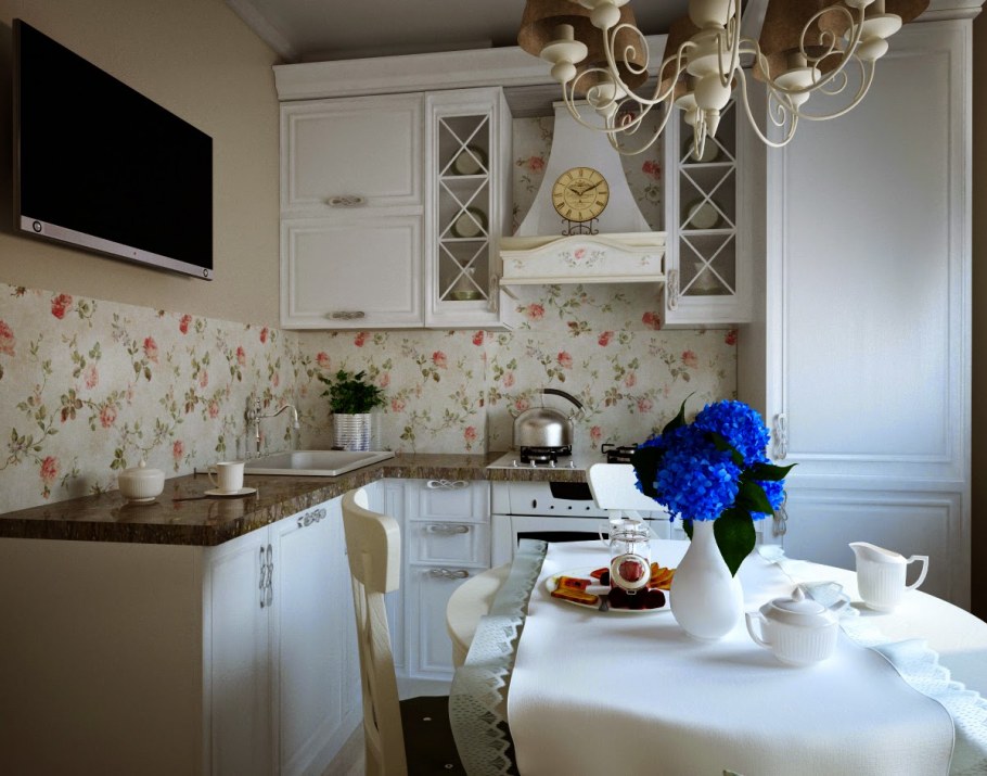 Кухня в Прованс стиле белая 9м2