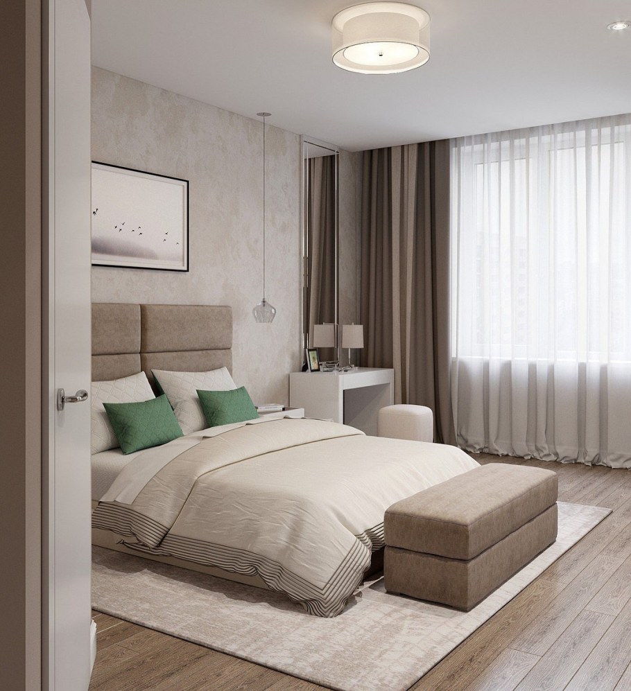 Современная спальня в светлых тонах