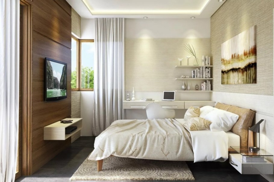 Спальня в светлых тонах