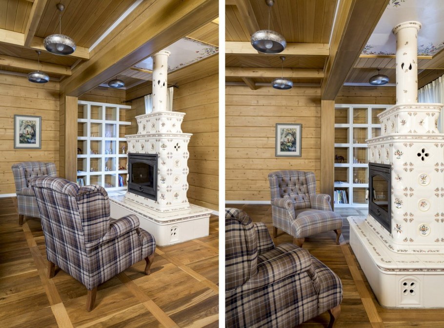 Печь камин в деревянном доме