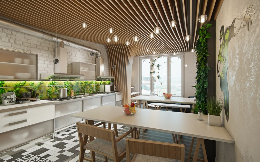 Интерьер кухни в офисе