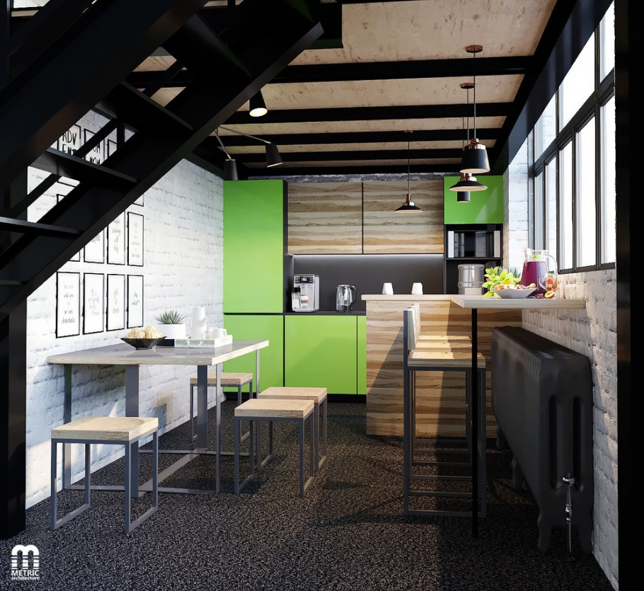 Кухня в офисе лофт