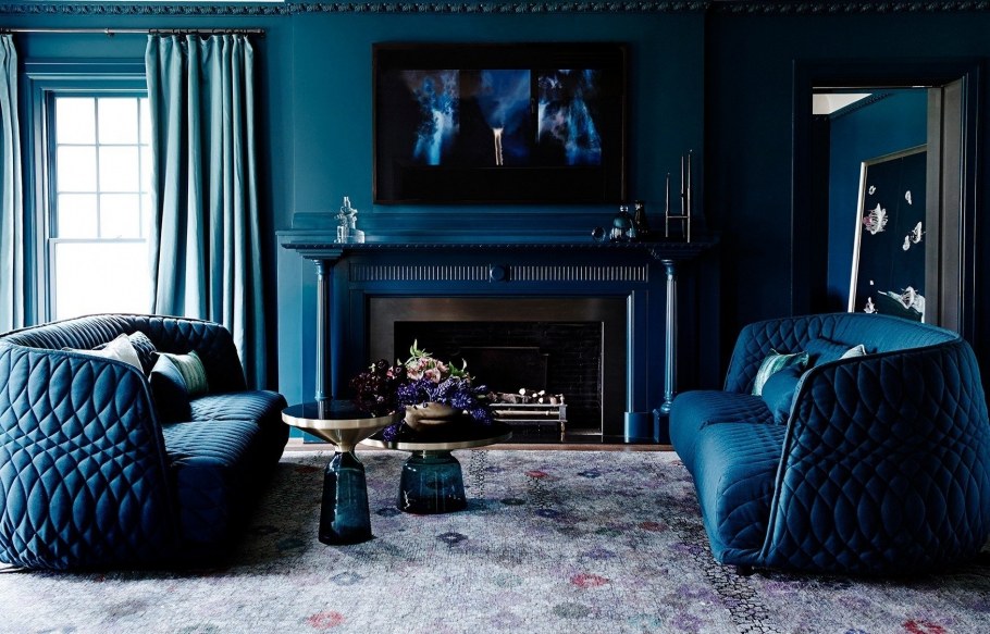 Сине серый диван