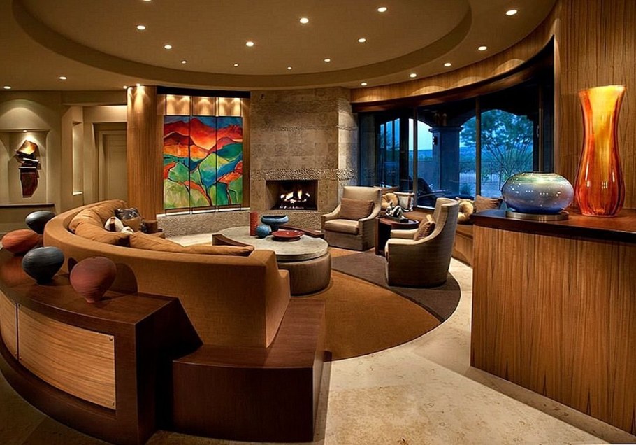 Интерьер круглой гостиной