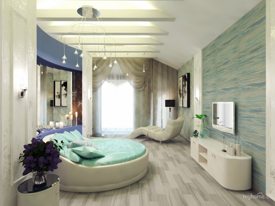 Проект спальни с круглой кроватью