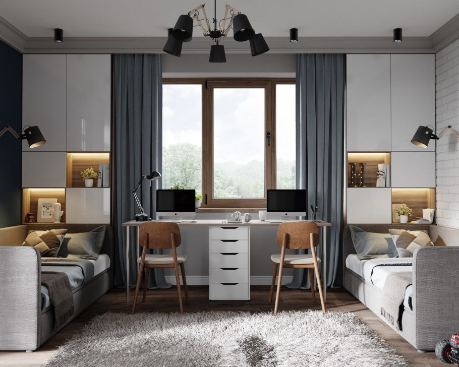 Подростковая спальня для мальчика из мебели икеа