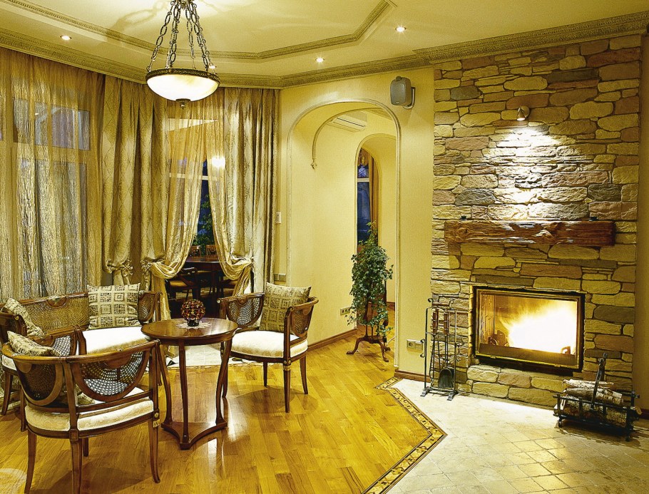 Отделка камнем в интерьере