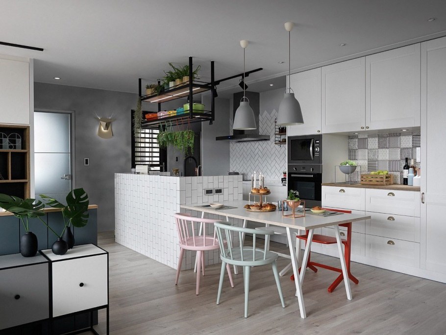 Кухня столовая в скандинавском стиле