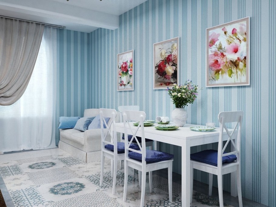 Обои для белой кухни в интерьере