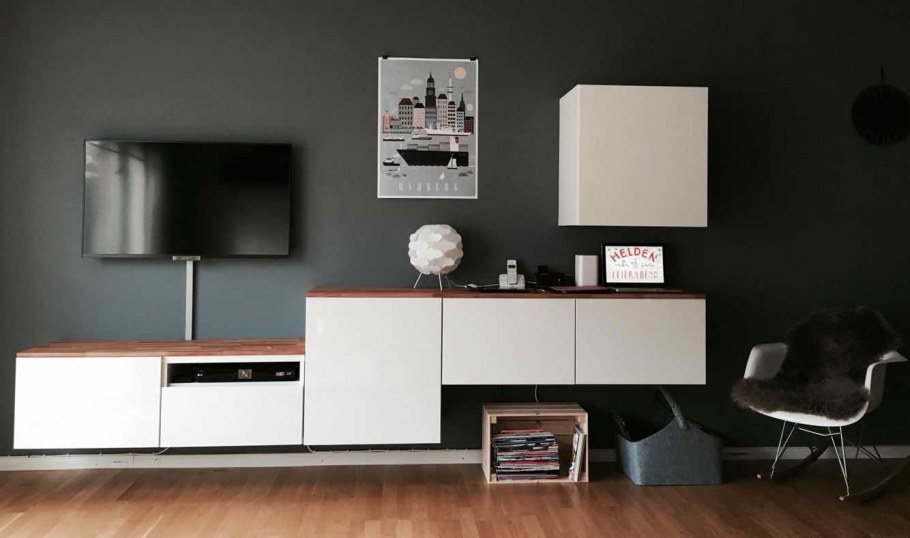 БЕСТО шкаф для ТВ, комбин/стеклян дверцы