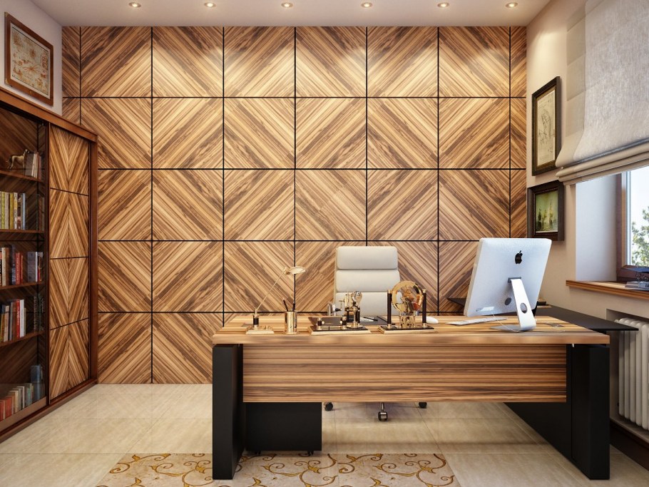 Кабинет с деревянными панелями