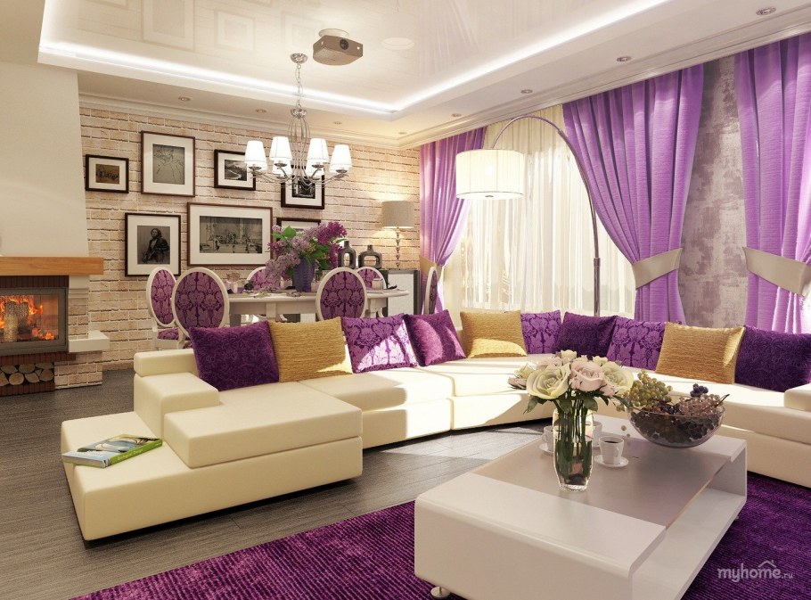 Гостиная в лавандовых тонах