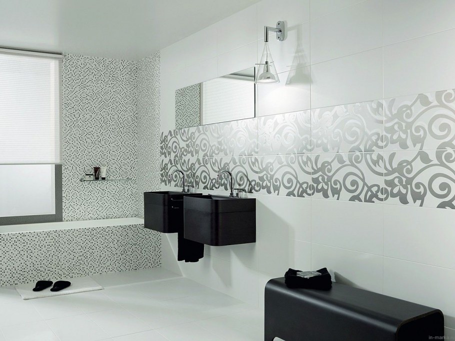 Плитка с черно белым орнаментом