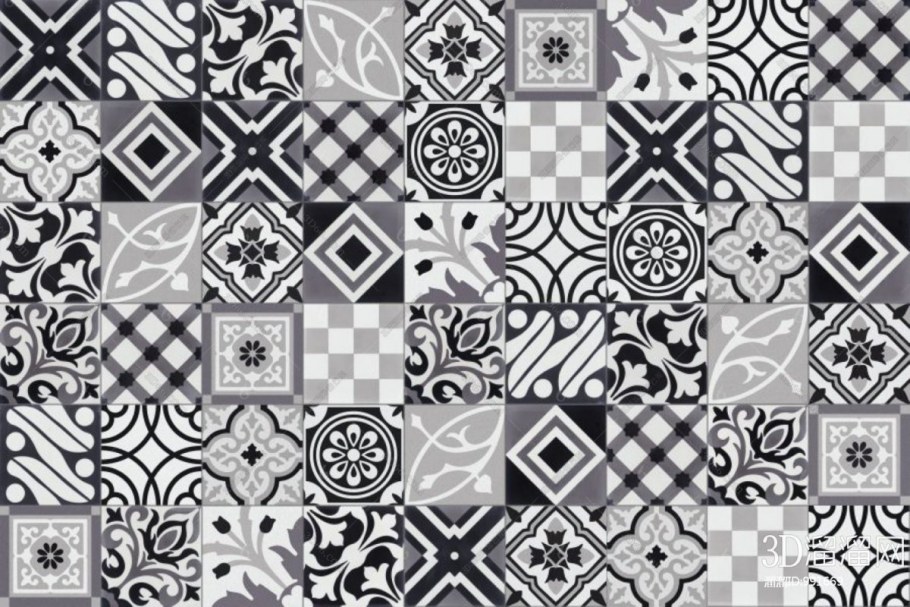 Плитка черно-белая напольная