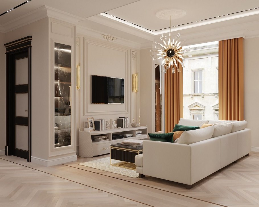 Светлый интерьер гостиной