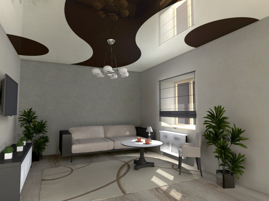 Комбинированный натяжной потолок