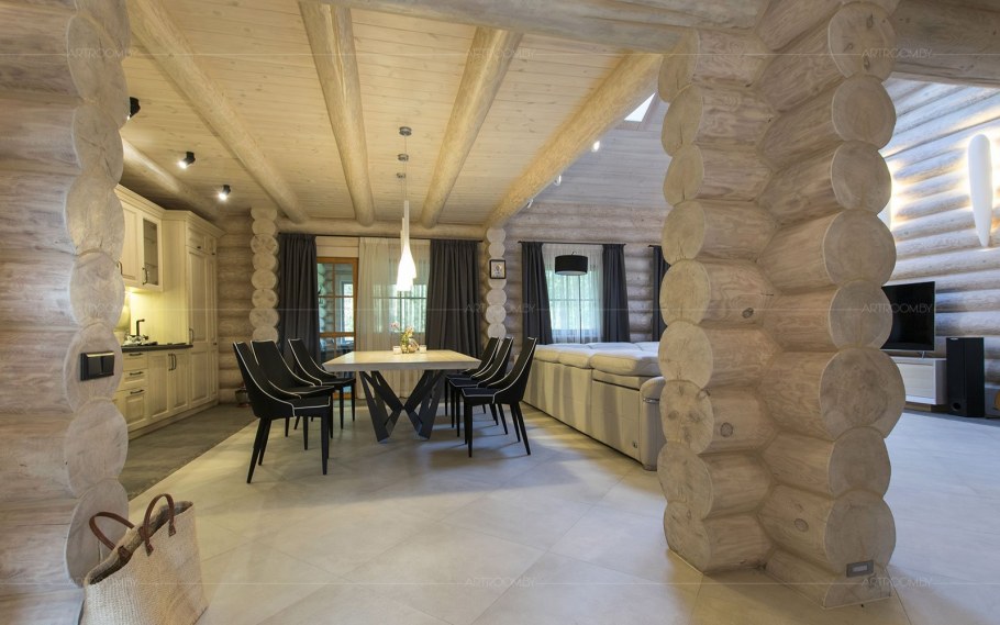 Дом из бревна интерьер