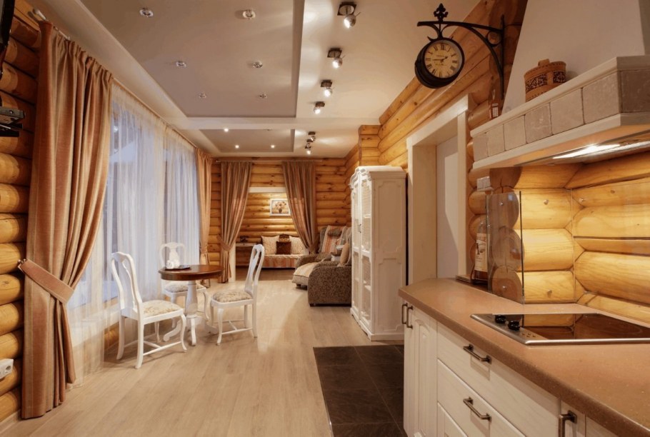 Дом из оцилиндрованного бруса интерьер
