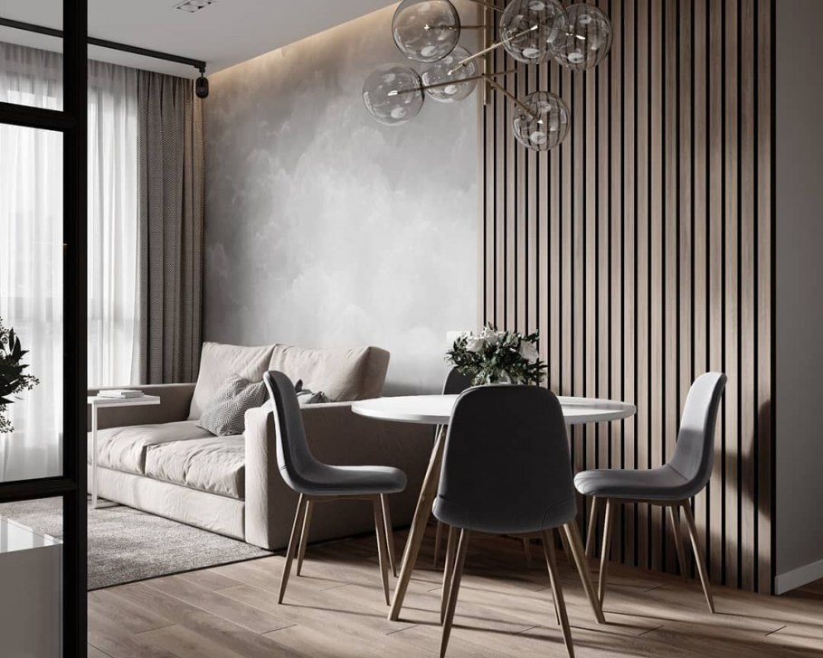 Деревянные панели в гостиной