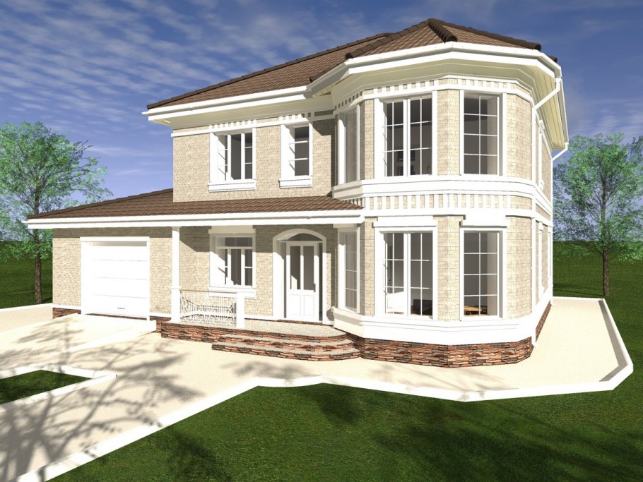 Дом двухэтажный Новация с эркером