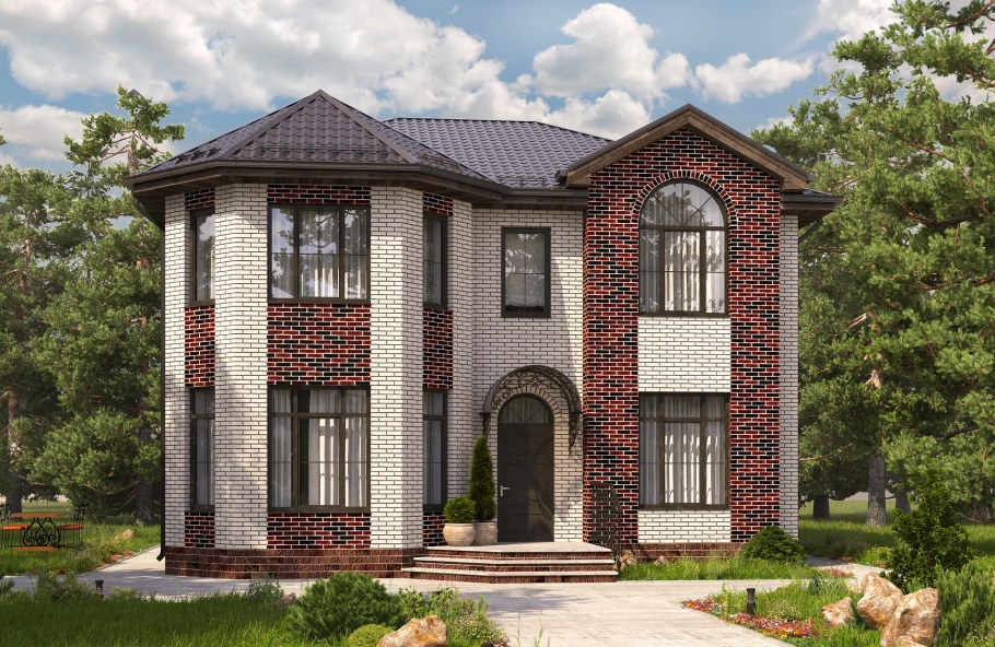 Проекты двухэтажных домов с эркером