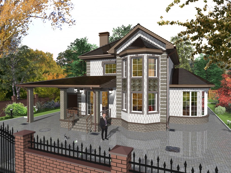 Коттедж с круглым эркером