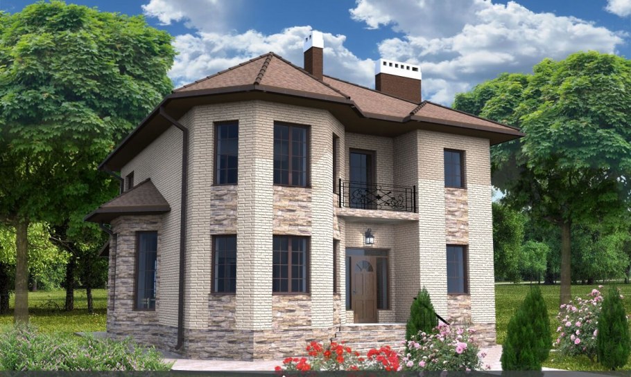 Кирпичный дом с эркером