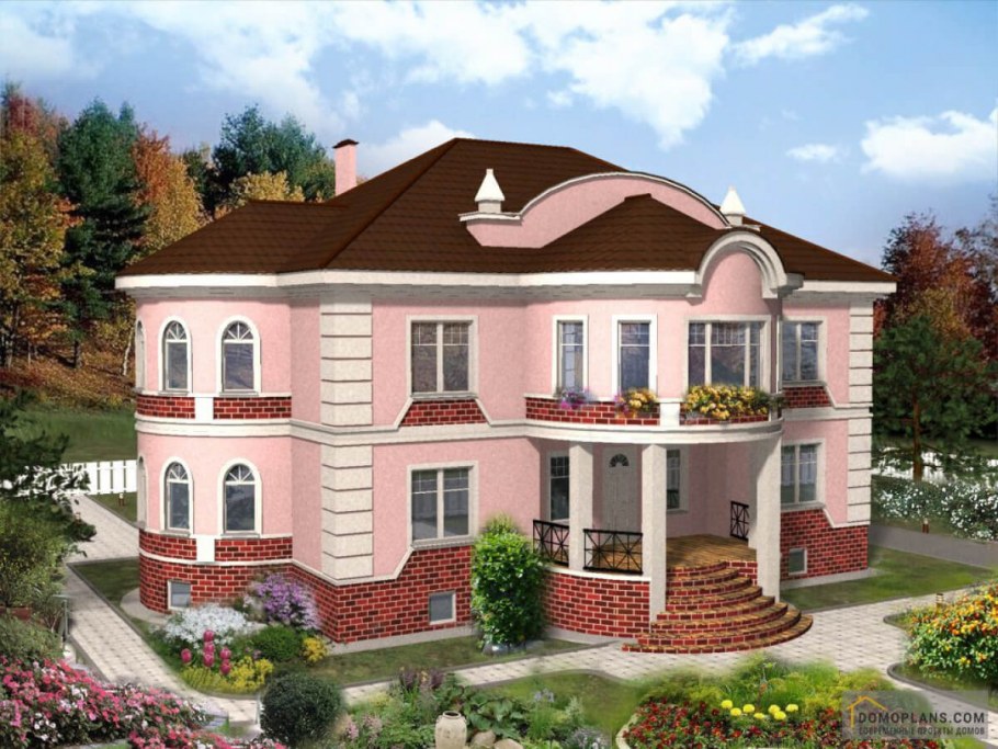 Кирпичный дом с эркером на 2 этажа