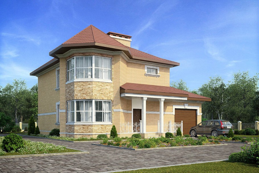 Дом с мансардой и балконом 120кв