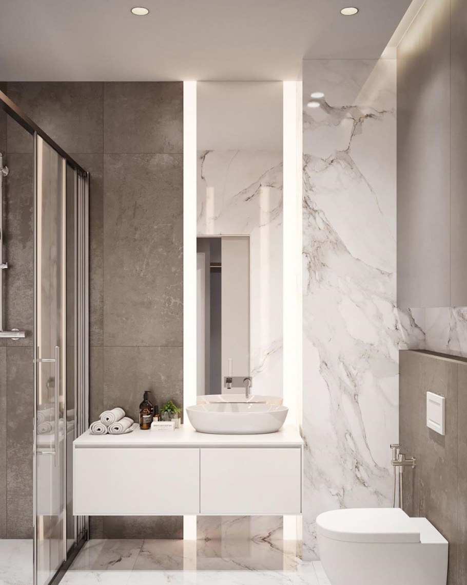 Ванная плитка под дерево и мрамор