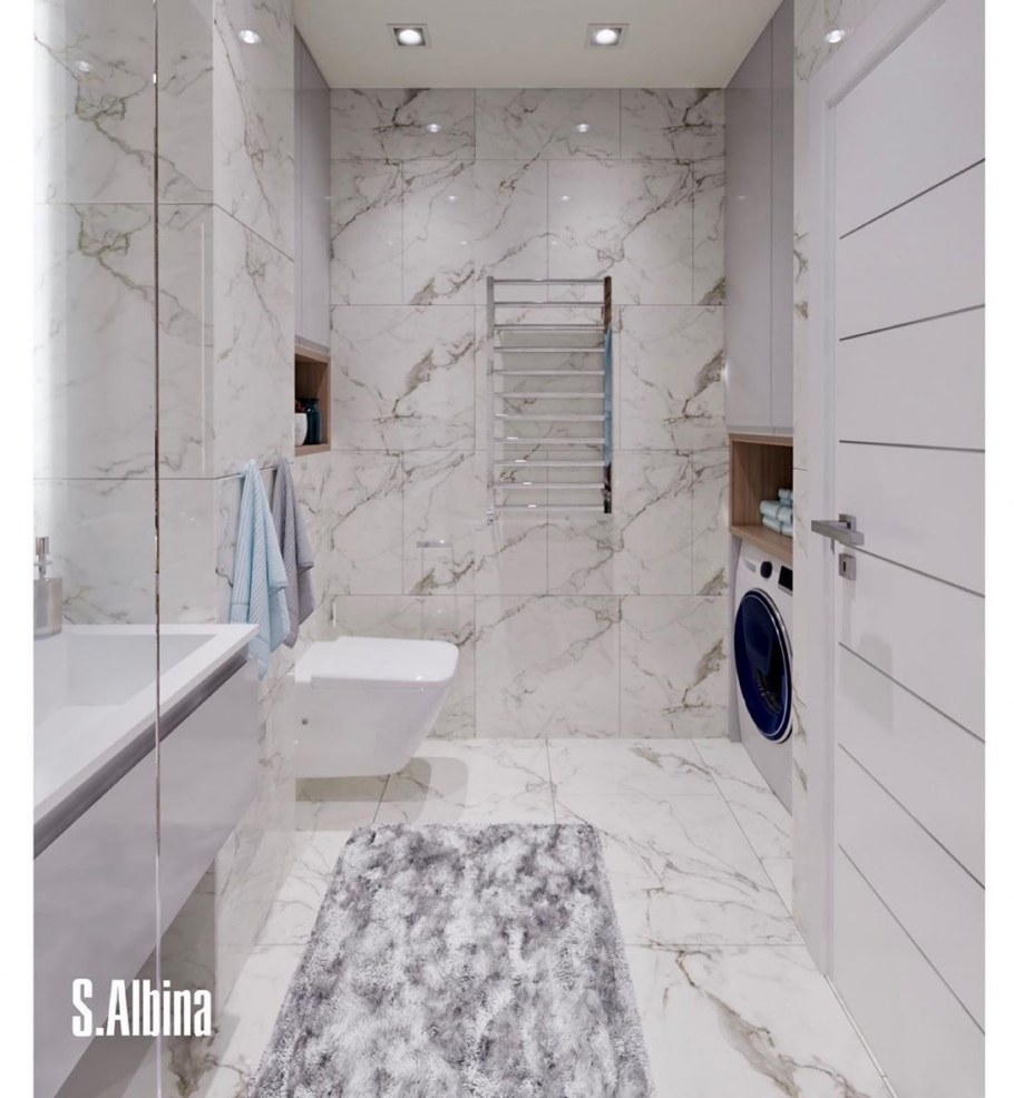 Белый мрамор в ванной