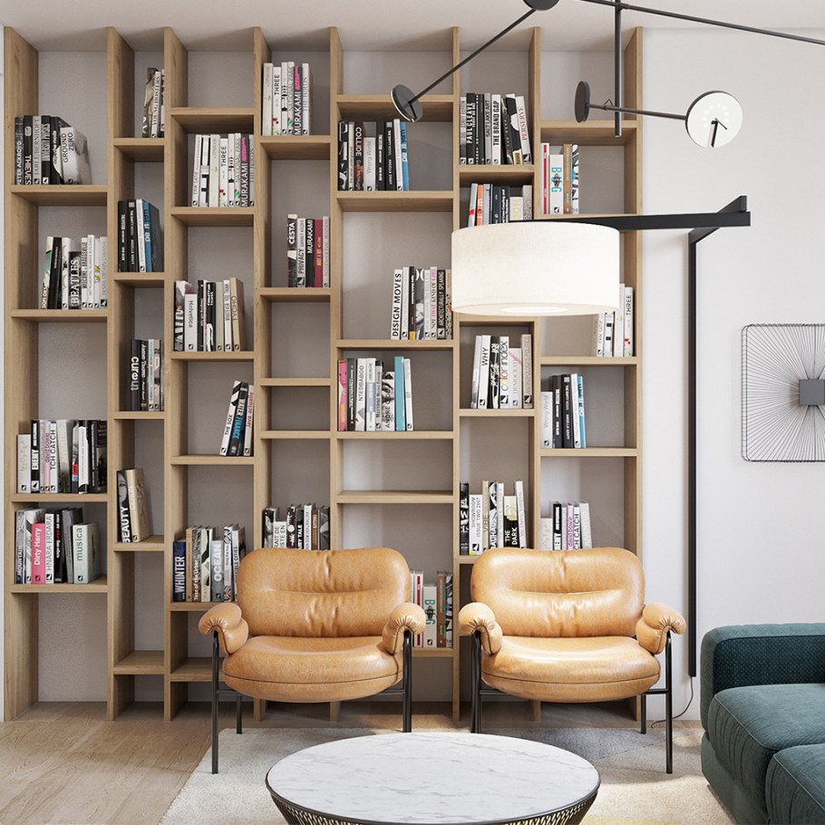 Стеллаж в интерьере