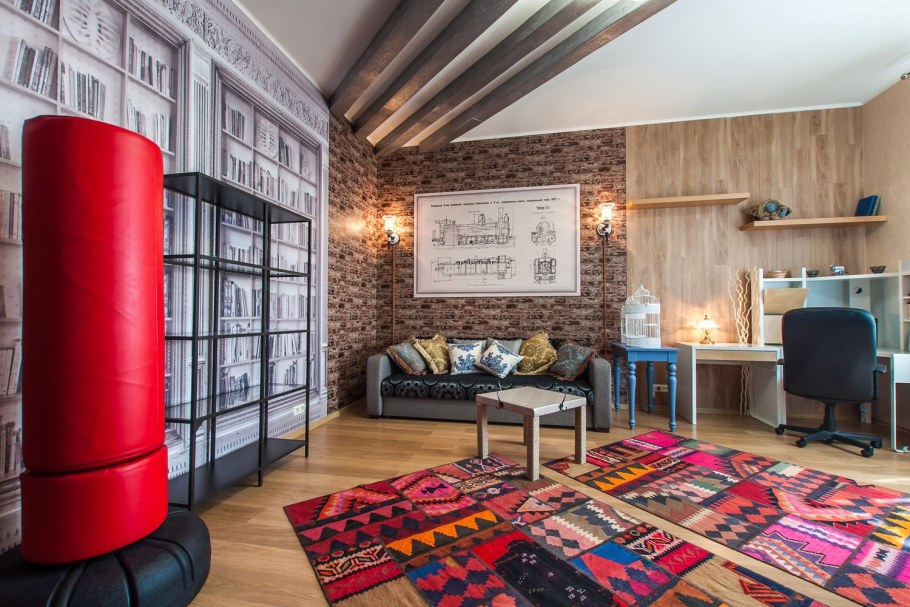 Ковер в стиле лофт в интерьере