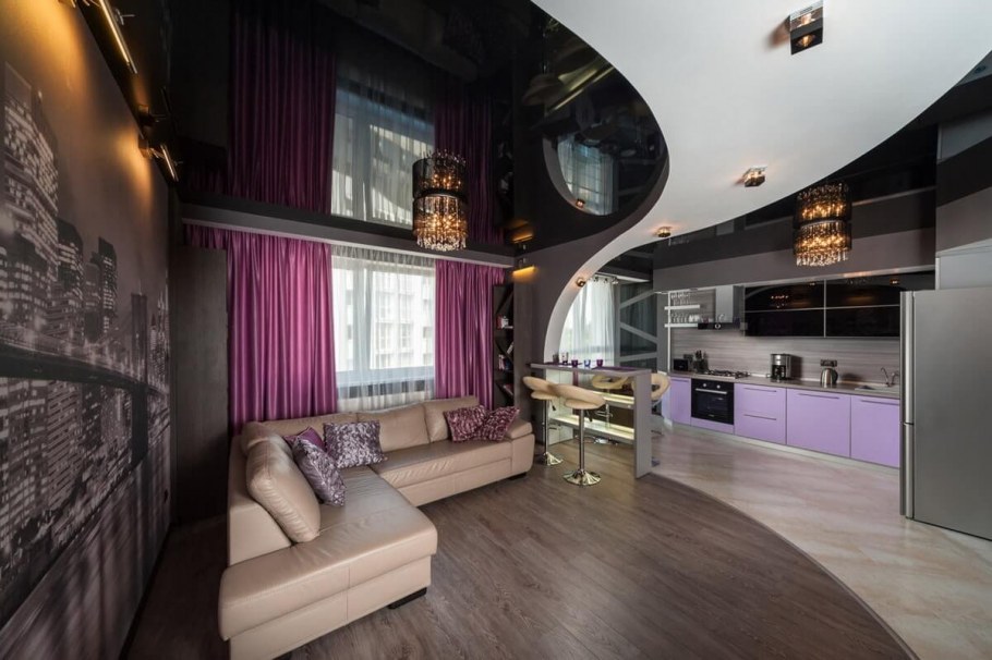 Интерьер кухни гостиной 20 кв