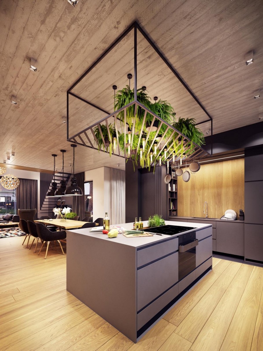 Кухня-гостиная с барной стойкой