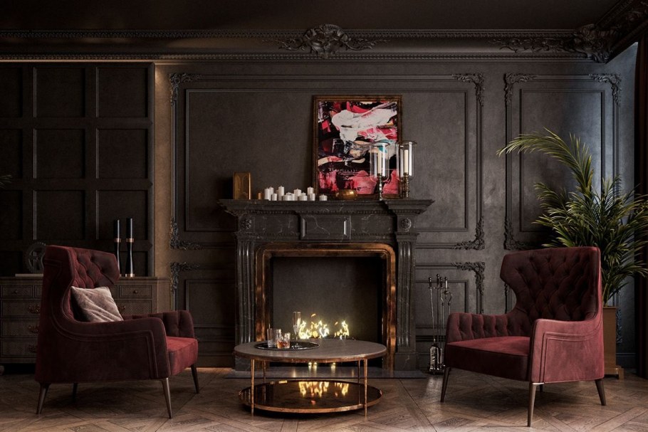 Уютная комната с камином