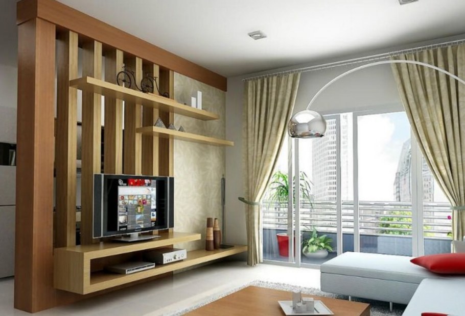 Перегородка с телевизором для зонирования