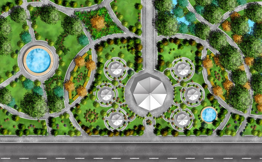 Ландшафт парка вид сверху