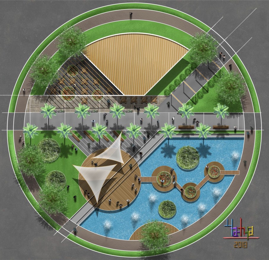 Круглый ландшафт план