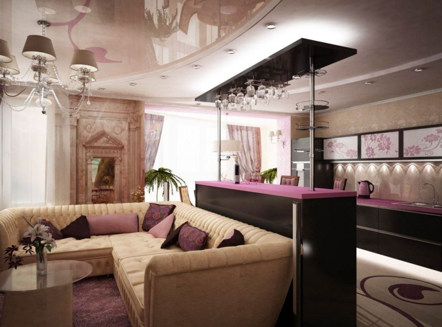 Объединение кухни с залом