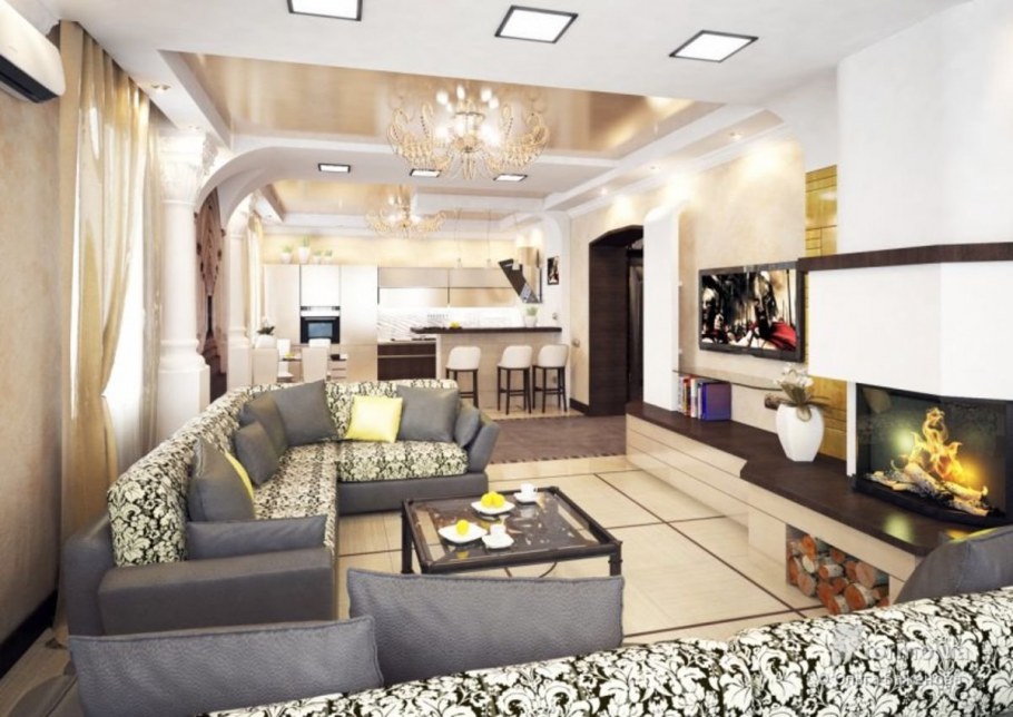 Кухня-гостиная в частном доме