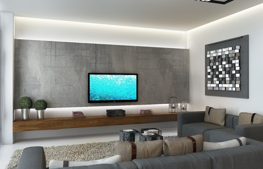 Мраморная стена в гостиной