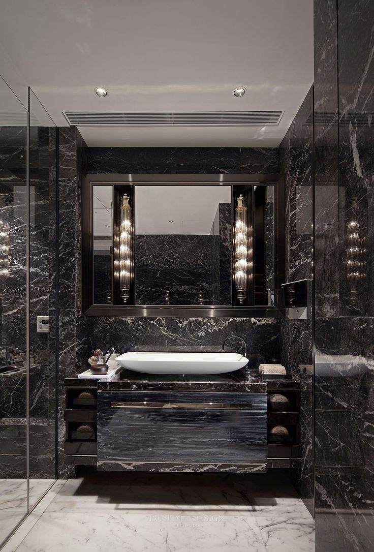 Dark Black Marble Bathroom плитка