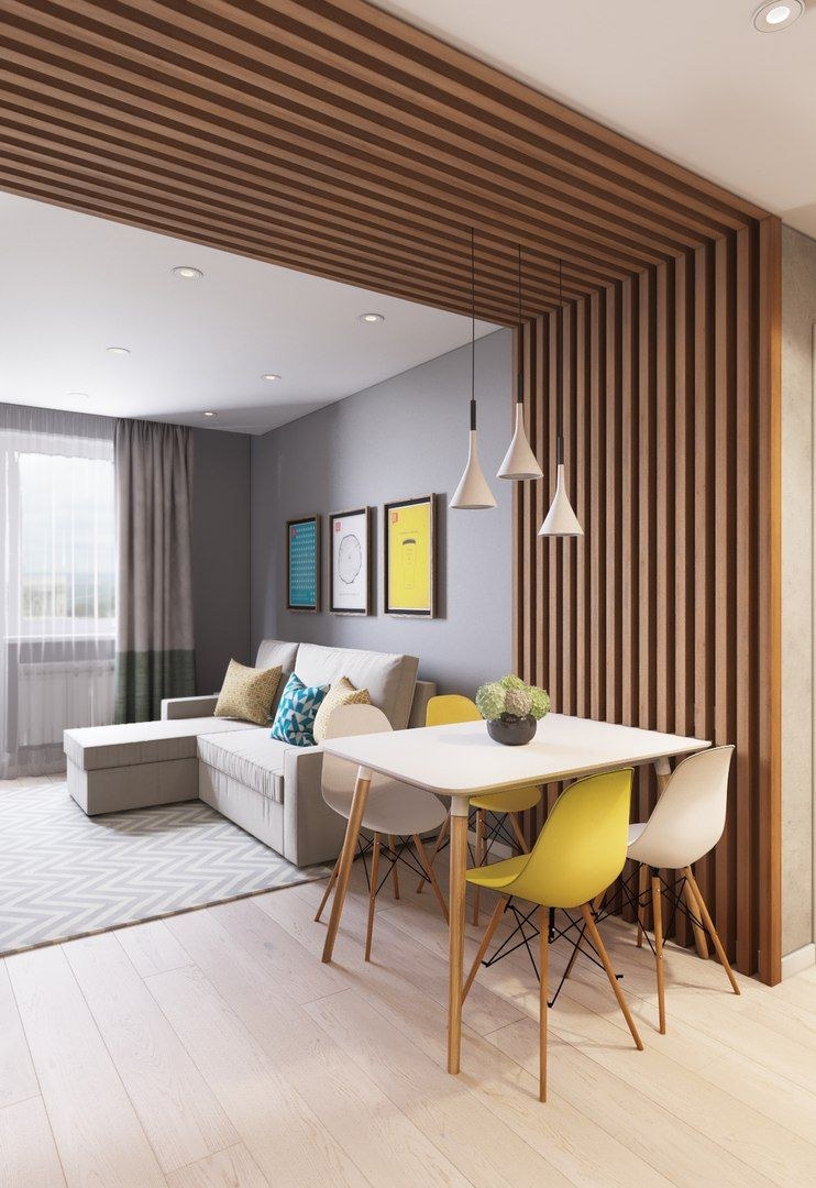 Деревянный реечный потолок на кухне